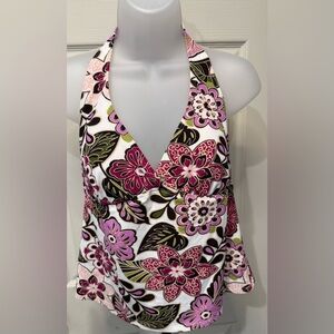 Merona Pink and White Floral Halter Swimsuit Top